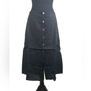 Olivaceous Black Button-Front Midi Skirt